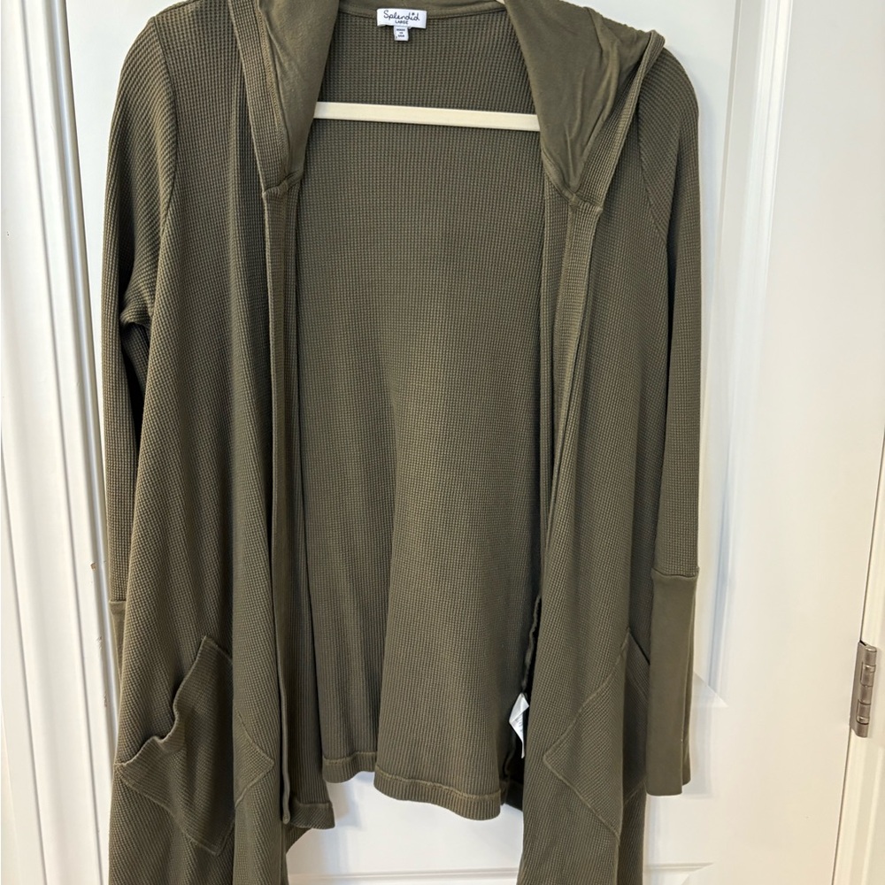 Splendid thermal flight Olive Green Hooded Cardigan